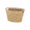 30" Brown Seagrass Handmade Woven Oval Storage Basket with Elevated Rim & Slot Handles